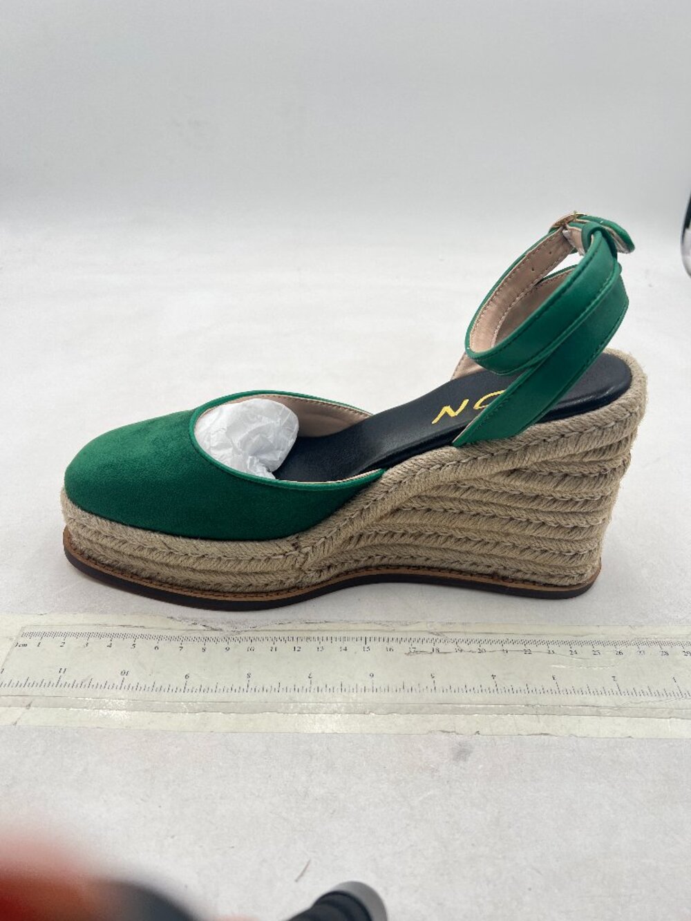 YDN Green Platform Square Toe Pumps High Wedge Heels D'orsay Sandals Shoes - Picture 2 of 8